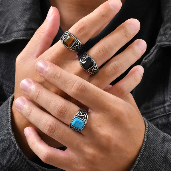 Retro Viking Knot Signet Ring